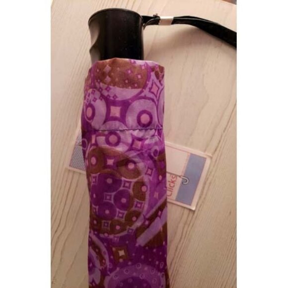 Kaleidoscope Umbrella Purple + Army Green Geometric Pattern Clicks Automatic NWT - Picture 3 of 7
